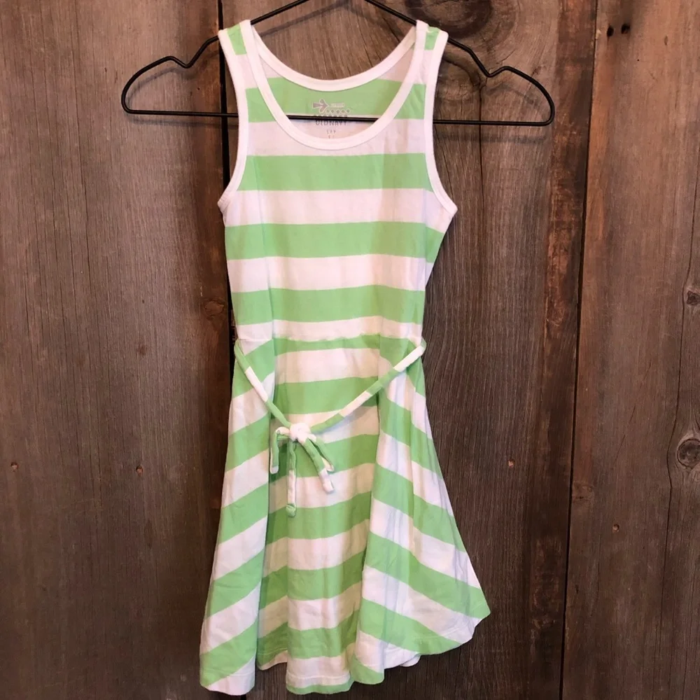 Old Navy Green Striped Skater Swing Dress Size Small 6 7
